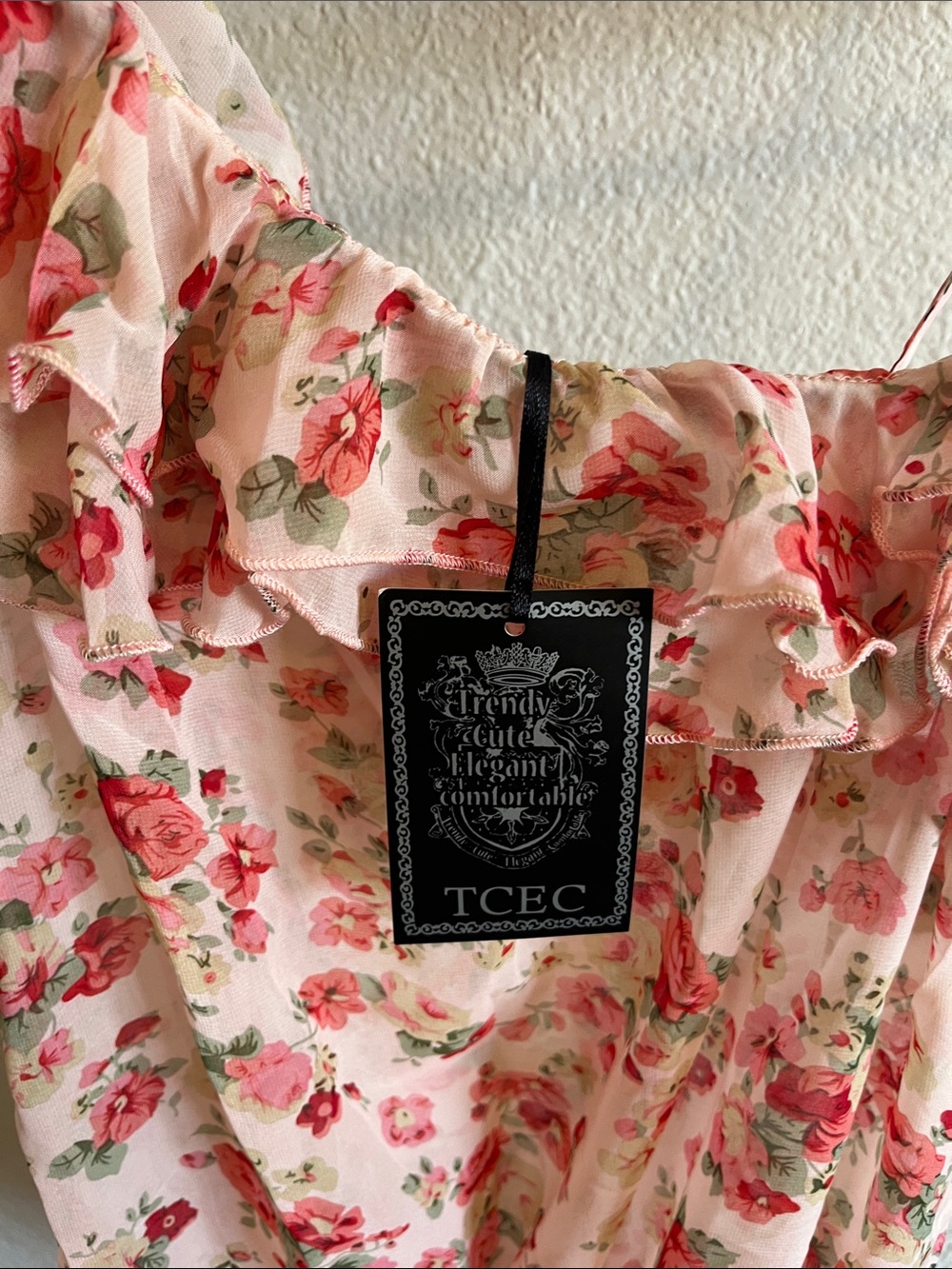 NWT TCEC Floral One-Shoulder Ruffle blouse - Picture 4 of 11